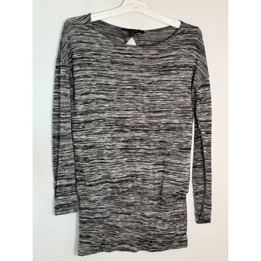White House Black Market Space Dye Open Back Tunic Top Grey Black XS